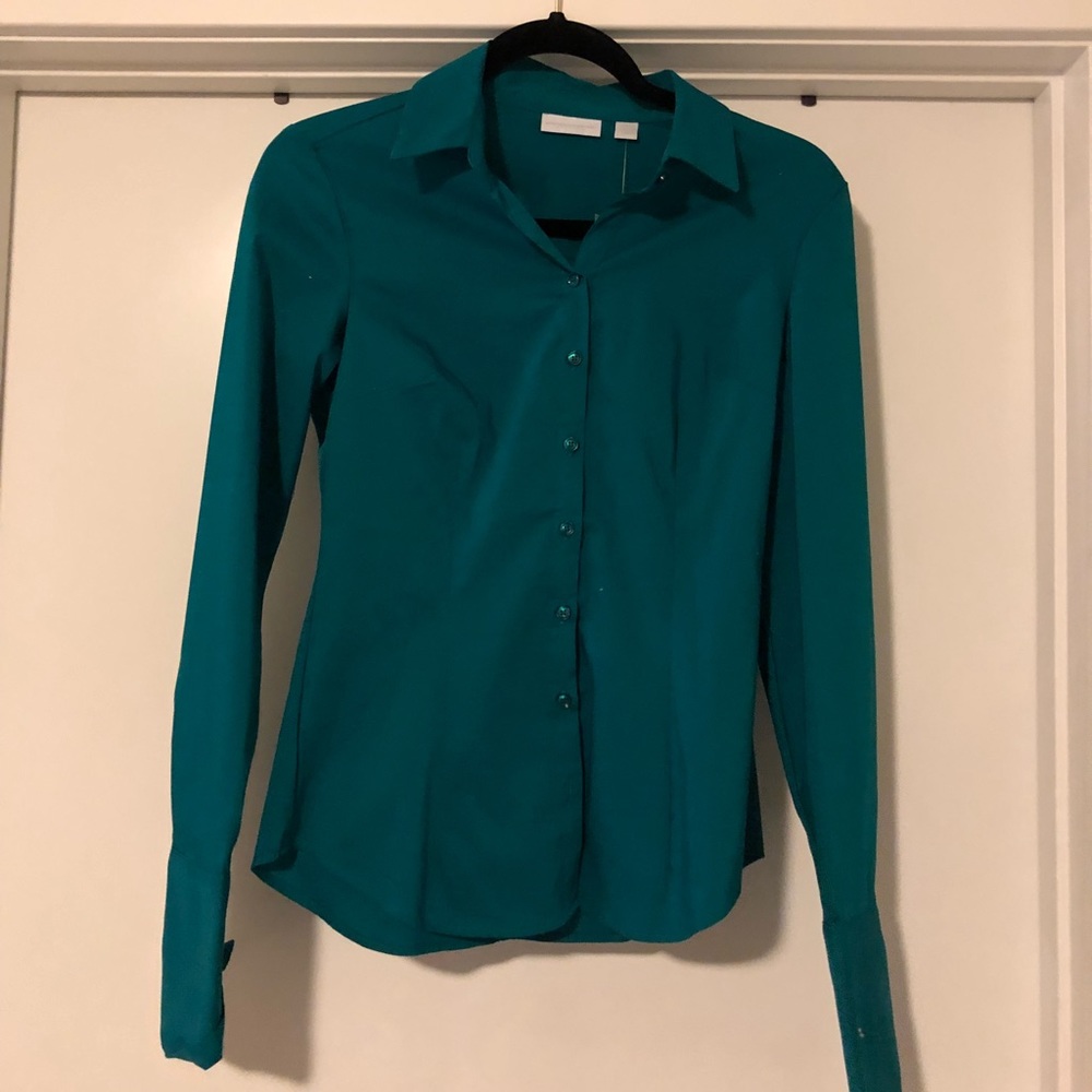 New York & Company turquoise professional blouse
